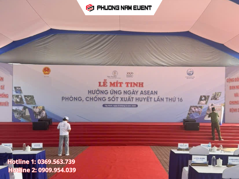 Thi công sân khấu Lễ Mít Tinh Hưởng Ứng Ngày Asean Tây Ninh