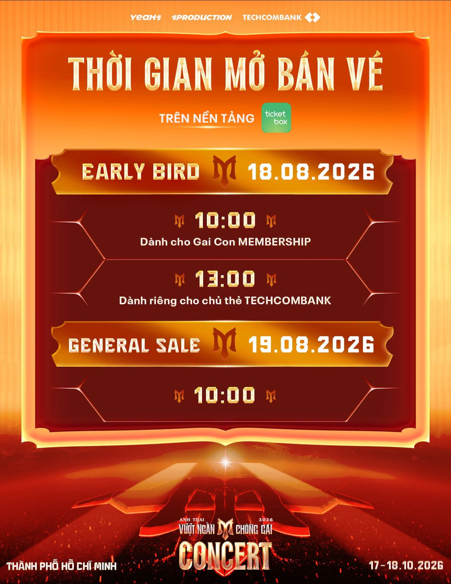 Lịch trình diễn concert Anh Trai Vượt Ngàn Chông Gai 2026 (Nguồn: Fanpage Anh Trai Vượt Ngàn Chông Gai)