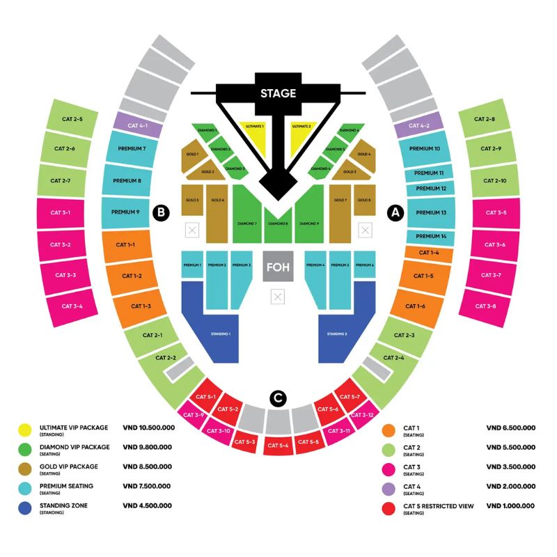 Hạng ngồi và giá vé tại Concert BIGBANG 2026 tại Hà Nội (Nguồn: CTicket.vn)