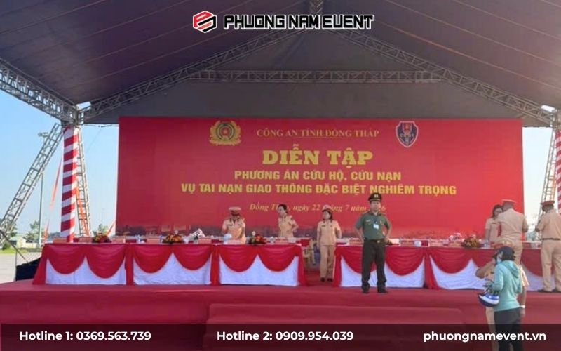 Backdrop Diễn tập phương án cứu hộ cứu nạn tại tỉnh Đồng Tháp
