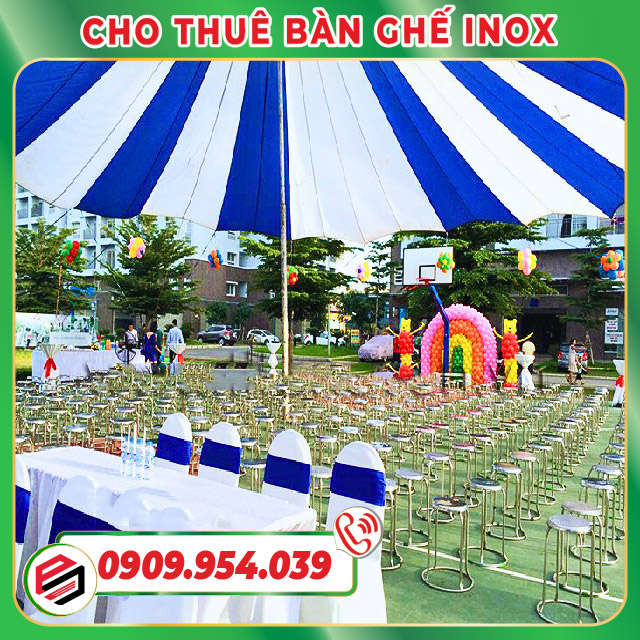 Cho thuê bộ bàn ghế inox Cho thuê bộ bàn ghế inox