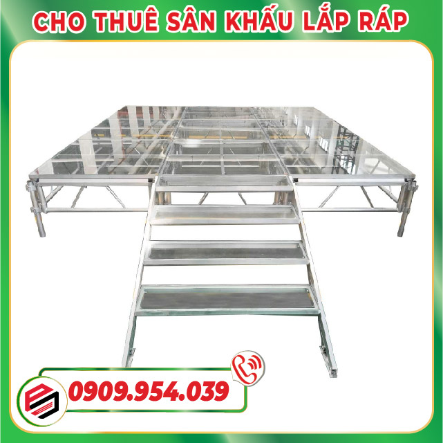 Stage rental with transparent mica floor Stage rental with transparent mica floor