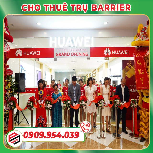 Cột trắng inox kết hợp hoa và bộ cắt băng khánh thành Cột trắng inox kết hợp hoa và bộ cắt băng khánh thành