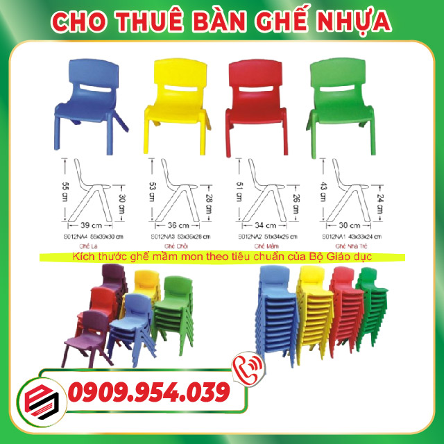 Cho thuê ghế nhựa học sinh mầm non