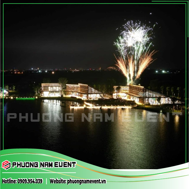 Fireworks in the Sky of Eco Central Park Opening Day of Swan Lake Park, Nghe An