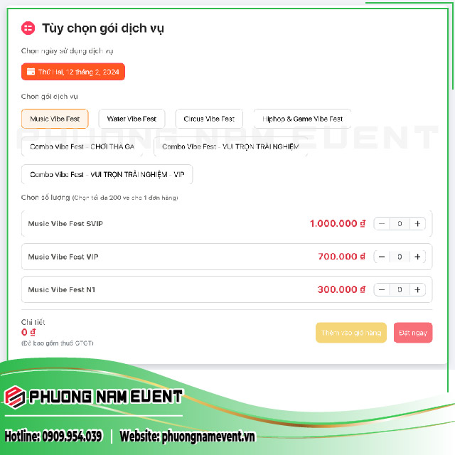Registration Form to Buy Tickets at Vibefest.vn
