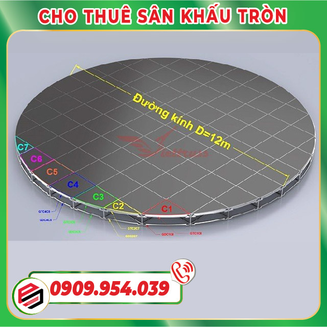 Cho thuê sân khấu tròn đủ các đường kính: 12m, 9m, 7m,...